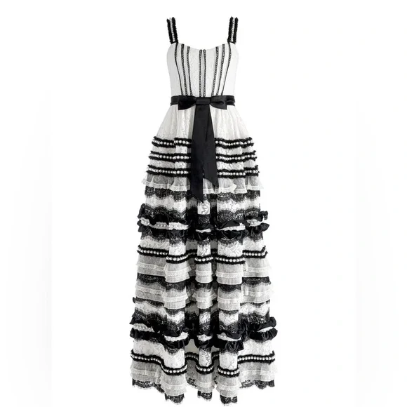 $3995 alice + oliviaDenita Bustier Ruffle Gown size 2